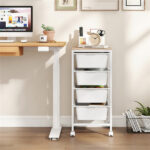 4-Drawer Rolling Storage Cart, Mobile Utility Organizer with MDF Wooden Top (Natural) - Image 5