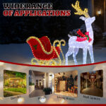 5ft Lighted Christmas Reindeer & Sleigh Outdoor Yard Decoration Set with LED Lights, Red & White - Image 6