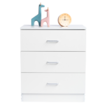 3-Drawer Tall Cabinet Particleboard Bedside Table with Textured Melamine Finish White - Image 6