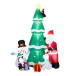 7.5FT Lighted Christmas Inflatable Decoration, Inflatable Christmas Tree with Santa and Snowman, Funny Blow Up Yard Decorations with Built-in LED Lights for Holiday Party Front Yard Lawn Garden Decor