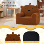 Bear-Shaped Kids Sofa, Teddy Fleece Foam Chair for Toddlers 3+, Portable Bear-Shaped Couch (Brown) - Image 4