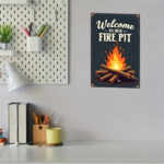 CIFbuy Rustic Fire Pit Welcome Sign, Wall Art, Campfire Decor With Bold Text, 2D Flat Outdoor Patio Yard Decoration SignikTok, SignikTok, xt Self-l ckup Logioponh - Image 2