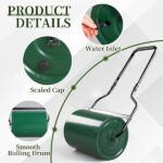 16in Heavy Duty Steel Lawn Roller, Garden Roller Can Be Filled with Water or Sand, Hand Roller with U-shaped Handle, Green & Black - Image 17