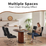 Dining chair set (2 pieces) modern leather imitation soft cushion dining chair, with soft cushion backrest and electroplated legs, suitable for kitchen/living room/dining room,Black - Image 8