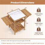 Acacia Wood Outdoor Grill Table with Drop Leaf, BBQ Prep Station with Faux Marble Resin Top - Image 4
