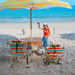 Same Code 14464082 63*70*99cm Heightened Oxford Cloth Silver White Aluminum Tube Bearing 100kg Beach Chair Rainbow Stripes - Image 19