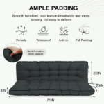 Outdoor Swing Cushions 70 Inch, Waterproof 4" Thick Porch Swing Cushion Replacement with Backrest and Ties, Comfortable 2-3 Seat Pation Swing Pad for Backyard, Garden, Lawn, Outdoor Furniture dark blue - Image 3