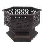 22" Hexagonal Shaped Iron Brazier Wood Burning Fire Pit Decoration for Backyard Poolside - Image 18