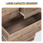 R279-9 Gray Particleboard with Textured Melamine Finish, 66*40*111cm, 4+2 Drawer Cabinet, Matte Gold Handles - Image 4