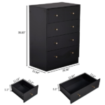 25.98”*15.75"*35.83"(L*W*D) 4-Tier 5-Drawer Cabinet Drawer Dresser with Gold Handles Black - Image 4