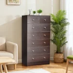6-Tier 7-Drawer Cabinet with Matte Gold Handles Particleboard Melamine-Coated Storage Cabinet 25.98*15.75*51.57in Brown - Image 10