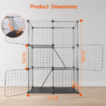 Cat Cage DIY Indoor Pet Home Small Animal House Detachable Playpen with 3 Doors 3 Tiers for Kitten Puppy Bunny Exercise. (Black 28.15x13.97x42.12in) - Image 8