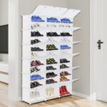 12-Tier Portable 72 Pair Shoe Rack Organizer 36 Grids Tower Shelf Storage Cabinet Stand Expandable for Heels, Boots, Slippers, White - Image 10