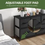 5 Drawer Dresser Fabric, Wide Chest Of Drawers With Wood Top for Living Room,,Hallway,Black (Shipment from Walmart) - Image 4