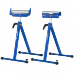 2-Pack Heavy Duty Metal Folding Roller Stand with Edge Guides Portable Woodworking Support - Blue