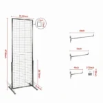 2-Pack 2' x 5.6' Gridwall Display Tower, Double-Sided Floorstanding Rack with T-Base & Clips - Image 2