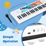 49 Keys Kids Electronic Keyboard with Microphone, 8 Tones & Rhythms Educational Music Toy for Age 3+ - White - Image 8