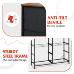8 Drawers Fabric Cabinet Metal Frame Wide Wood Top Storage Tower TV Stand Clothes Organizer for Bedroom Living Room,Rust Brown - Image 2