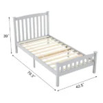 Twin Single-Layer Wooden Bed Vertical Decorative Strips Curved Headboard and Footboard Bed Frame Painted Pine Bed Frame 79.33*42.52*38.98in Grey - Image 6