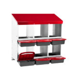 Chicken Nesting Box, 6 Compartment Nesting Box for Laying Eggs, Wall Mount Chicken Brooder Box with Perch, Easy Egg Collection, Cleanable Pull Out Hen Roosting Boxes, 6 Holes, Red - Image 3