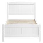FCH Twin Pine Single-Layer Core Vertical Stripe Full-Board Curved Bed Head With The Same Bed Foot White Wooden Bed - Image 18