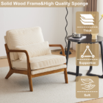 Low Arm Accent Chair - Off-White Corduroy Upholstered Indoor Lounge Chair, Compact Single Seater with Sturdy Frame (330LBS Weight Capacity) - Image 7