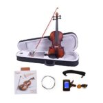 [Do Not Sell on Amazon] GV200 4/4 Classic Solid Wood Violin Case Bow Violin Strings Rosin Shoulder Rest Electronic Tuner