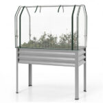 3-in-1 Metal Raised Garden Bed with Mini Greenhouse Cover, Elevated Planter Box - Silver - Image 3
