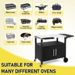 Outdoor Grill Cart with Storage, Rolling Bar Cart Movable Kitchen Island for BBQ, Patio Dining Cart Table for Food Prep with Wheels Hooks Foldable Top - Image 17