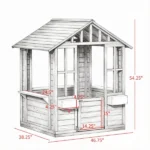 Kids Wooden Outdoor Playhouse, Garden Cottage with Flower Pot Holder & Working - Image 3
