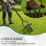 43in Lawn Aerator Garden Tool with Soil Core Tray, Manual Grass Plug Aerators & A Cleaning Tool, Coring Aeration Tools with 3 Tines for Gardening, Soil Compaction, Lawn Yard Care, Black - Image 16