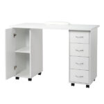 Double Edged Manicure Nail Table with Drawer White - Image 12