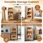Natural Bamboo 3-Cube Storage Cabinet, Acrylic See-Through Doors & Open Compartment - Image 8