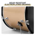Full Size Adult Drum Set 5-Piece Champagne with Bass Drum, two Tom Drum, Snare Drum, Floor Tom, 16" Ride Cymbal, 14" Hi-hat Cymbals, Stool, Drum Pedal, Sticks - Image 8