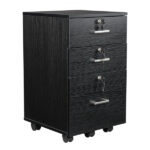 Black Wood Grain Density Board Three Drawers Wooden Filing Cabinet - Image 2