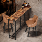 71-Inch Bar Table (Brown) - 209 lbs Capacity Pub Height Table with Durable MDF Top & Metal Frame, Ideal for Kitchen/Bar Counte - Image 6