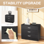 3-Drawer P2 Particleboard Bedside Table with Melamine Finish Drawer Cabinet Lockers 25.98*12.99*22.05in White =61558050 - Image 4