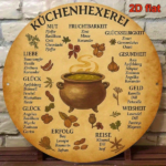 CIFbuy 1pc 8x8 Inch Round Kitchen Witch Sign, Vintage French Style Wall Art, German Language Decorative Plaque, 2D Flat Home Kitchen De TikTok, TikTok, Self-pickup Logiopics - Image 2