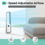 US Standard HTY2204 bladeless fan 110V 36W 35-inch bladeless fan with LED electronic display, black-edged remote control, plastic, aluminum motor, white, 3-speed wind, 12-hour timer, 3 modes, left-right oscillation, trapezoid - Image 13