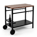 Stainless Steel Outdoor Grill Prep Table with Storage Cabinet Spice Rack & Tool Hooks, Rolling Portable BBQ Cooking Cart Lockable Wheels Heavy Duty Metal Frame for Backyard Patio Pizza Serving Station Black Brown - Image 2