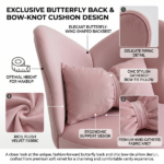 Vanity Chair with Butterfly Back,Swivel Accent Chair Dining Chairs,Makeup Stool for Bedroom Dressing Table,Suitable for Living Room,Dining Room,Study,Recreational Areas (PINK) - Image 15