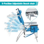 Same Code 12975209 63*70*99cm Heightened Oxford Cloth Silver White Aluminum Tube Bearing 100kg Beach Chair Blue - Image 2
