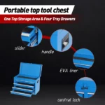 Tool Chest, 5-Drawer Rolling Tool Storage Cabinet with Detachable Top Tool Box, Liner, Universal Lockable Wheels, Adjustable Shelf, Locking Mechanism, Metal Tool Cart for Garage Workshop - Image 4
