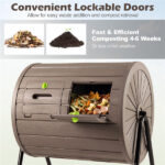 Dual Chamber Compost Tumbler 37.5Gal 360° Rotating Compost Bin with Stirring Blades for Garden-Coffee - Image 6