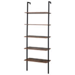 Industrial Wall Mounted Bookcase 5-Tier Open Ladder Shelf Bookshelf with Metal Frame, 23.6" L x 11.8" W x 70.9" H - Image 5