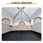 6 Person Outdoor Camping Tent, Waterproof Windproof Easy Setup, Double Layer Family Camping Tent with 1 Mesh Door & 5 Large Mesh Windows, Gray - Image 8