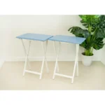 Modern Solid Wood Folding Tray Tables, Set of 2, Seaside (Shipment from Walmart) - Image 4