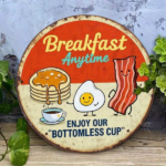 CIFbuy 1Pc Vintage Rustic Retro Metal Wall Sign 8x8Inch Bacon Eggs Pancakes Breakfast Pattern Durable 2D Flat Art Decor Sign For Home K TikTok, TikTok, me K Self-pickup Logiopics - Image 5