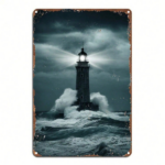 CIFbuy 1pc Vintage Nautical Lighthouse Metal Sign, Foil Carved Wall Art, Decor For Home Kitchen Cafe Bar ikTok, ikTok, Self- Ackup LogiopBarl Art - Image 8