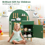 Green Wooden Kids Play Kitchen with Interactive Stove & Sink, ASTM/CPSIA Compliant Pretend Cooking Set for Ages 3+ - Image 10
